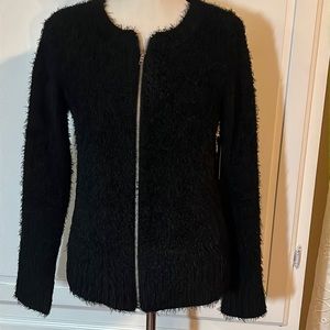 zippered black cardigan sweater NWT PM